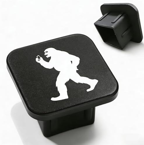 Trailer Hitch Cover Sasquatch Holding a Phone Square 2 Inch Receiver Tube Plug by Unknown