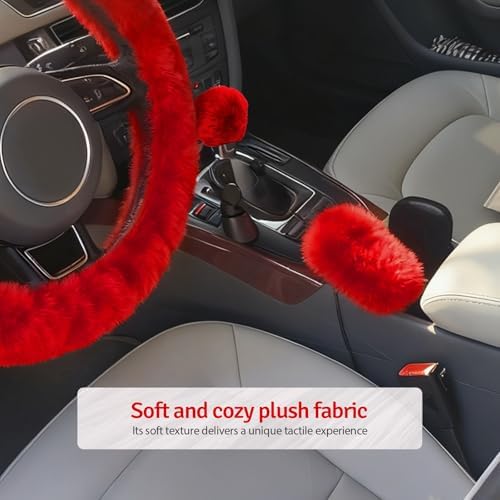 Fluffy Steering Wheel Cover 3PCS Set – Plush Fuzzy Fur Steering Wheel Cover - Image 6