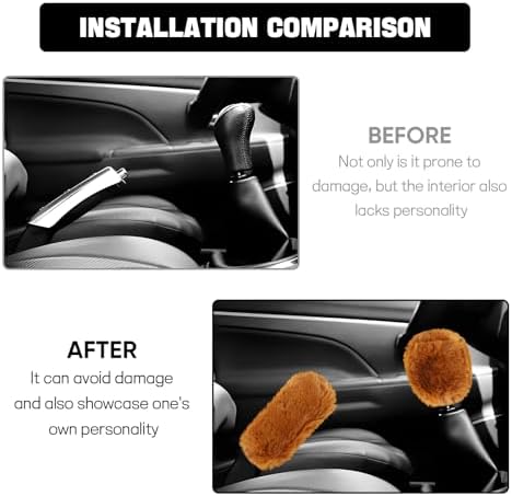 Hovom 2PCS Fluffy Car Gear Shift Knob Cover & Handbrake Cover - Image 6