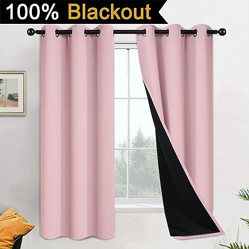 Yakamok Pink 100% Blackout Curtains 63 Inches Long - Image 2