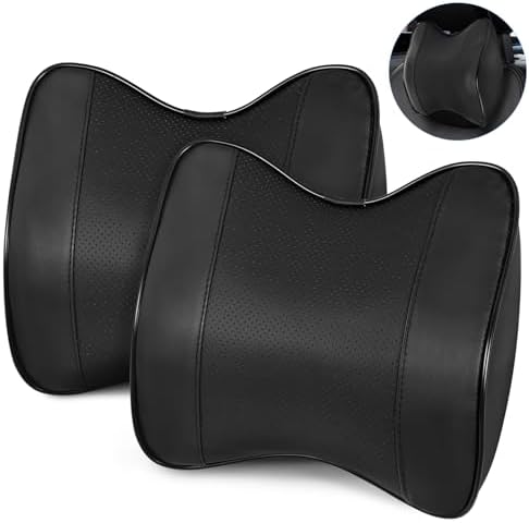 2 Pack Car Neck Pillow, Softness Leather Car Headrest Pillow, 100% Memory Foam by SCEDREAM
