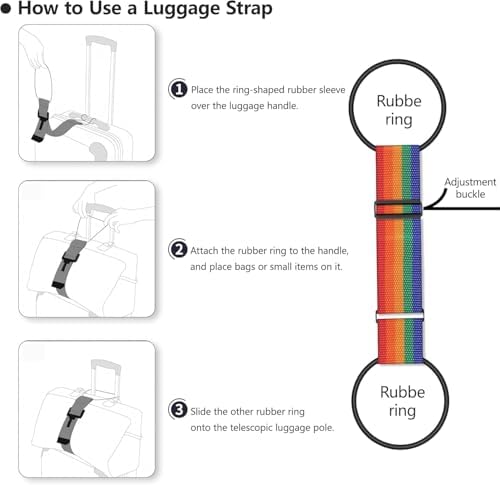2Pcs Luggage Straps Bag Bungee Luggage Straps Suitcase Adjustable Belt，Add a - Image 2