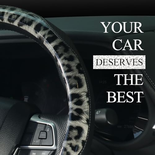 KAFEEK Black Leopard Print Steering Wheel Cover - Image 5
