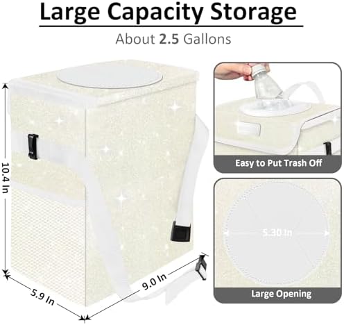 Cute Mini Car Trash Bag with Lid, Glitter Garbage Can Bin Hanging - Image 2