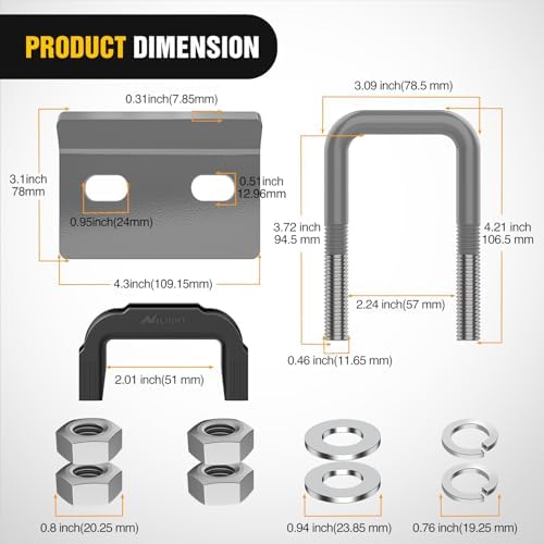 Nilight Trailer Hitch Tightener Anti-Rattle Grey U-Bolt - Image 2