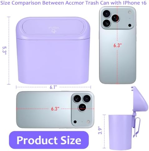 Accmor Car Trash Can with Lid, Mini Vehicle Garbage Can with 30 Trash Bags - Image 2