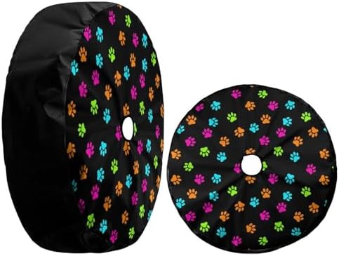 Colorful Dog Cat Paw Print Spare Tire Cover - Image 3