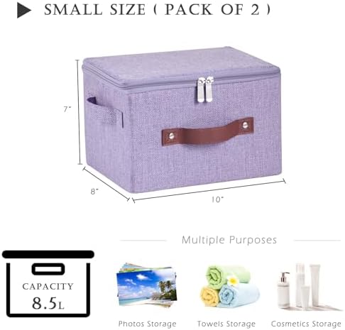 2PCS Storage Bins with Zipper Lids Decorative Lidded Basket Box - Image 3