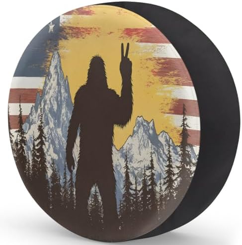 Bigfoot Flag Fun Spare Tire Cover Dust-Proof Wheel Protector - Image 2