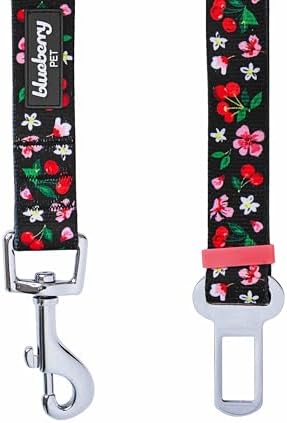 Blueberry Pet 8 Patterns Cherry Garden Black Adjustable Dog Seat Belt Tether - Image 3