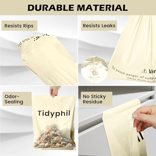 50 Bags Hanging Car Trash Bags Disposable, 2 Gallon Car Garbage Bags. Beige - Image 4