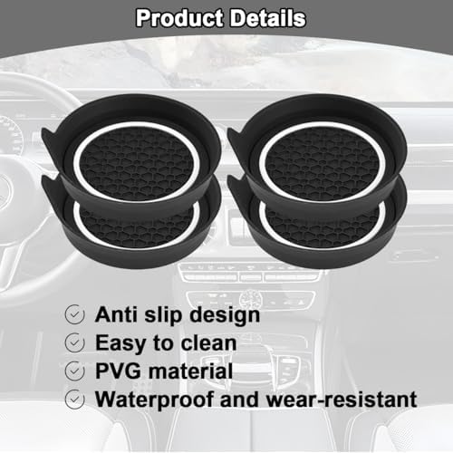 HZEL Car Cup Holder Coasters, Recessed Automotive Drink Mat Decoration - Image 3
