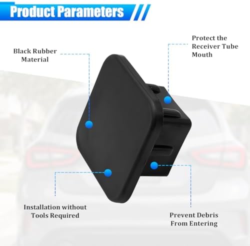 Trailer Hitch Cover, 2 Inch Square Silicone Dust Proof Towing Tube Plug Insert - Image 3