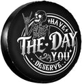 PVC Leather Spare Tire Covers for Trailers, Funny Have The Day You Deserve Rock by FalePrint