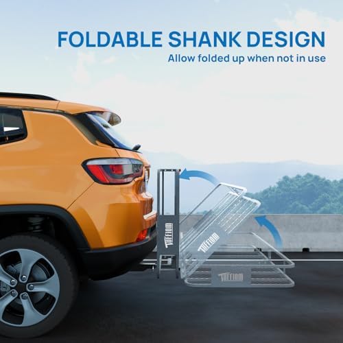 TUFFIOM 70"x30"x6" Folding Hitch Mount Cargo Carrier Basket, 500lbs Steel Car - Image 2