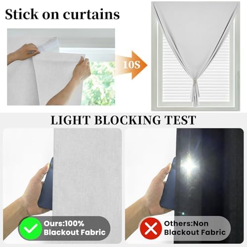 100% Blackout Adhesive Blackout Curtains- Self Stick Shades Window Blinds - Image 2