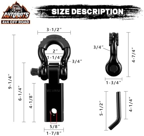 AUTOBOTS Tow Hitch Receiver 2" Shackle Hitch Receiver Black - Image 4