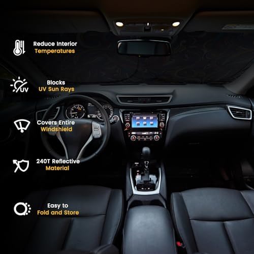 Windshield Sun Shade, Reflective Car Sunshade Blocks Heat, 57 x 31.5 in - Image 6