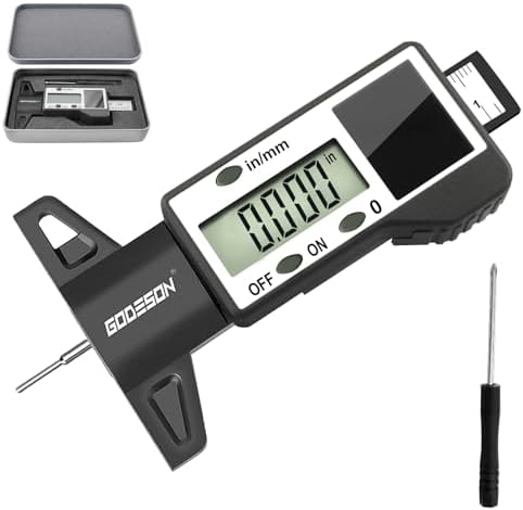 GODESON Digital Tire Tread Depth Gauge, Solar & Battery Power, Inch/MM Display by GODESON
