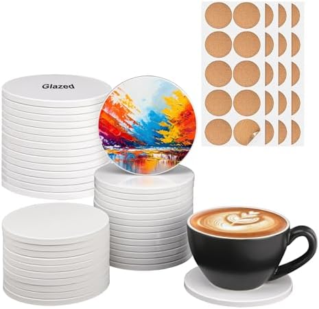 40 Pack 4 inch Round Sublimation Ceramic Tiles by IHDYPPEW