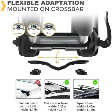 Kayak Roof Rack, Aluminum Kayak Carrier Folding J-Style Universal 3-in-1 - Image 5