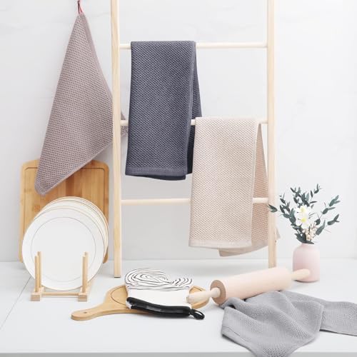 Homaxy 100% Cotton Waffle Weave Kitchen Dish Towels 18-Pack, Dark Grey - Image 6