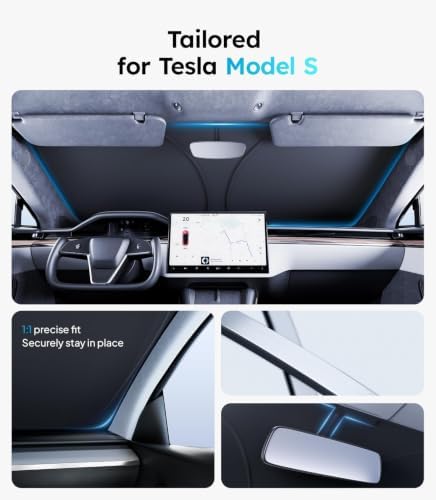 Wigoo for Tesla Model S Windshield Sunshade, Keeps Cool, OEM Design - Image 4