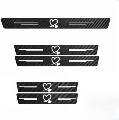 5PCS Heart Pattern Car Door Sill Protector, Carbon Fiber Leather Car Door Entry by Unknown