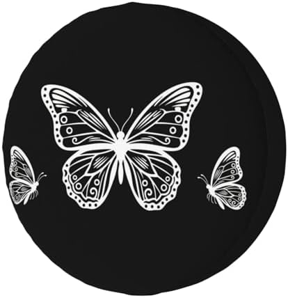 KiuLoam Butterfly Black Spare Tire Cover Polyester Universal Sunscreen by KiuLoam