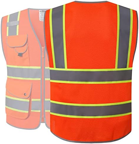 JKSafety Safety Vest for Men Women Reflective Hi Vis JK100 Orange XL - Image 5