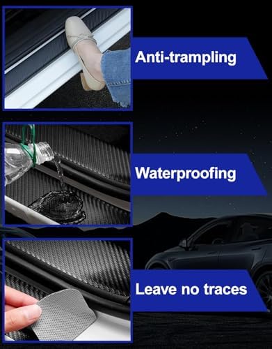 Door Sill Protectors for Ford F350, Carbon Fiber Leather Front/Rear Door Sill - Image 5