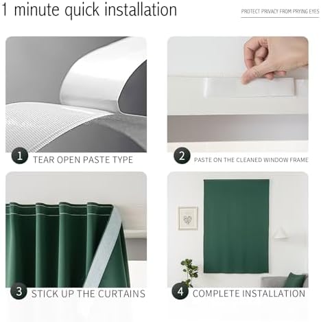 Blackout Curtains for Bedroom Stick On Curtains Window Shades Pull Down - Image 3