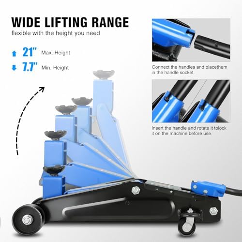 DNA Motoring 3 Ton Low Profile Floor Jack, 3 tons Capacity Fast Lift Hydraulic - Image 3