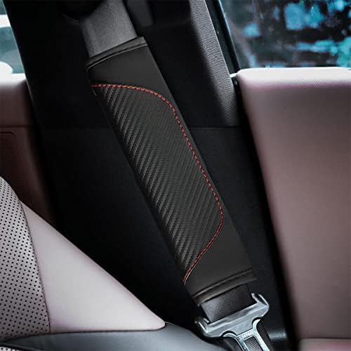 AUCELI 2PCS Carbon Fiber Car Seat Belt Cover, Breathable Leather - Image 6