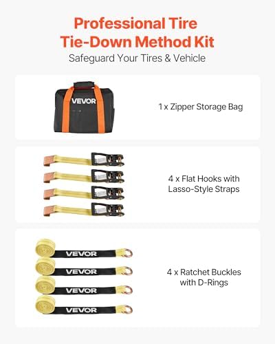 VEVOR Wheel Chock Tie-Down Kit, Tire-Style Motorcycle Tie-Down System, Car Kit - Image 2