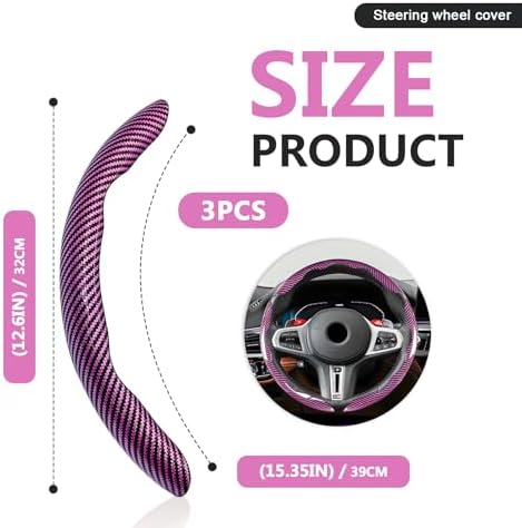 3pcs Universal Carbon Fiber Steering Wheel Cover - Image 2
