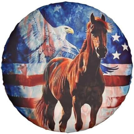 American Flag Horse Spare Tire Cover Wheel Protectors Waterproof Wheel Covers - Image 7
