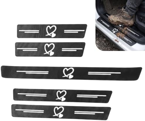 5 PCS Car Door Sill Guard Stickers, Carbon Fiber Heart Pattern Car Door Sill by Unknown