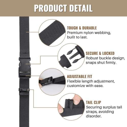0.75”x48” Utility Straps with Buckle Quick Release Buckle Straps with Clips - Image 2