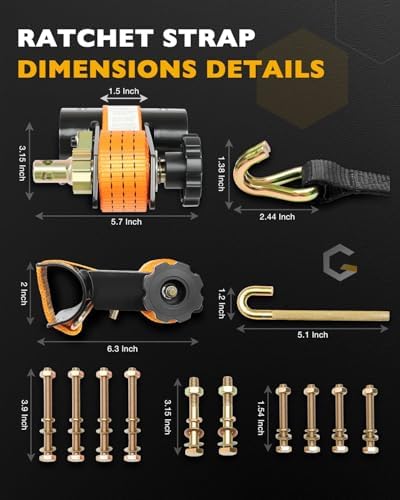 Rack Ratchet Straps, Ladder Rack Straps, Truck/Lumber/Pipe/Roof Rack Straps - Image 7