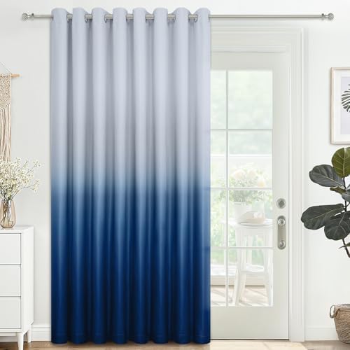 SimpleHome Ombre Gradient Blue White to Gray Curtains - Image 2