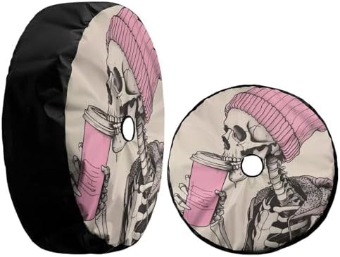 Delerain Skeleton Drinking Coffee Spare Tire Cover - Image 3