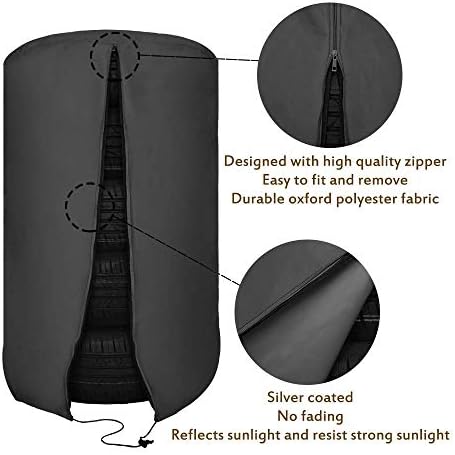 J&C Tire Cover Black 420D Tire Storage Bag Waterproof Spare Tire Bag Tote - Image 2