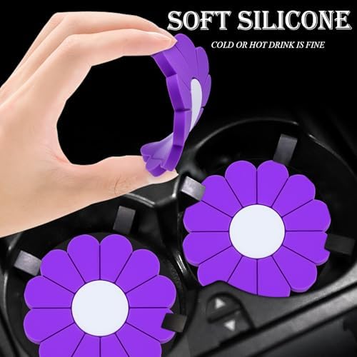 4-Pack Car Cup Holder Coaster Inserts, Daisy Shape, 2.75 Inch Non-Slip Silicone - Image 4