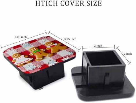 2 Inch Gingerbread Trailer Hitch Cover, Christmas Gingerbread Buffalo Plaid - Image 2