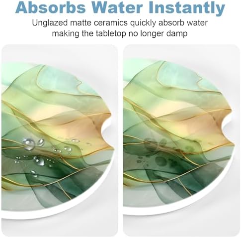 2 Pack Car Cup Holder Coaster, 2.63 inch Anti Slip Insert Absorbent Ceramic Car - Image 6