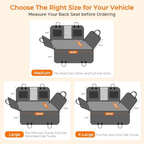 URPOWER Back Seat Extender for Dogs, Large Hard Bottom Dog Car Seat Cover - Image 6