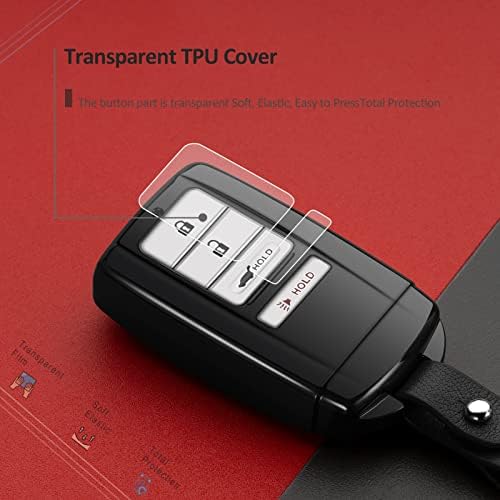 Compatible with Acura Key Fob Cover Key Chain TLX RLX NSX RDX MDX ILX PLX Black - Image 2