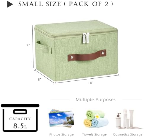 2PCS Storage Bins with Zipper Lids Decorative Lidded Basket Box - Image 3