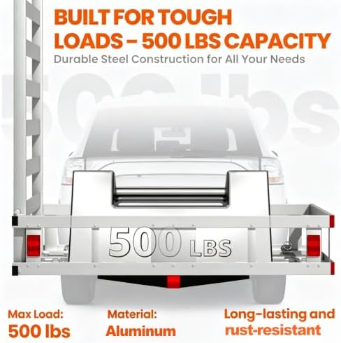 50"x29.5"x9" Aluminum Hitch Cargo Carrier 500lbs Capacity - Image 2